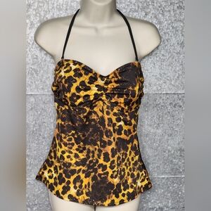 Jaclyn Smith Tankini Swim Top Cheetah Womens 12